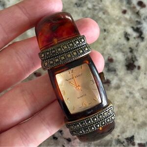 Vintage Vernier Tortoise Cuff Watch